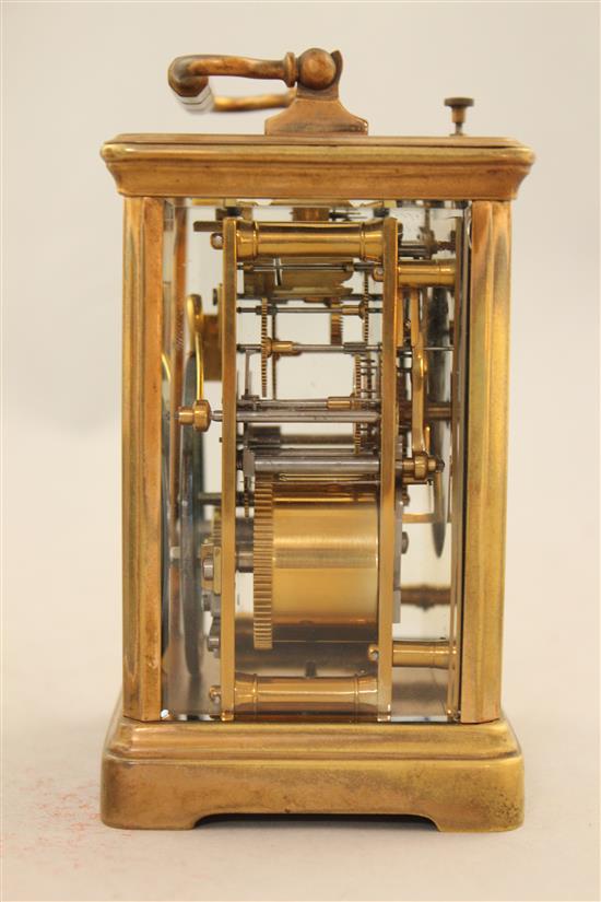 An Edwardian ormolu hour repeating carriage clock, 5.5in.